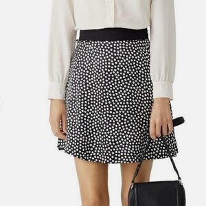 Kate Spade Skirt Women Size 12 100% Silk Polka Dot Black White A Line Flowy